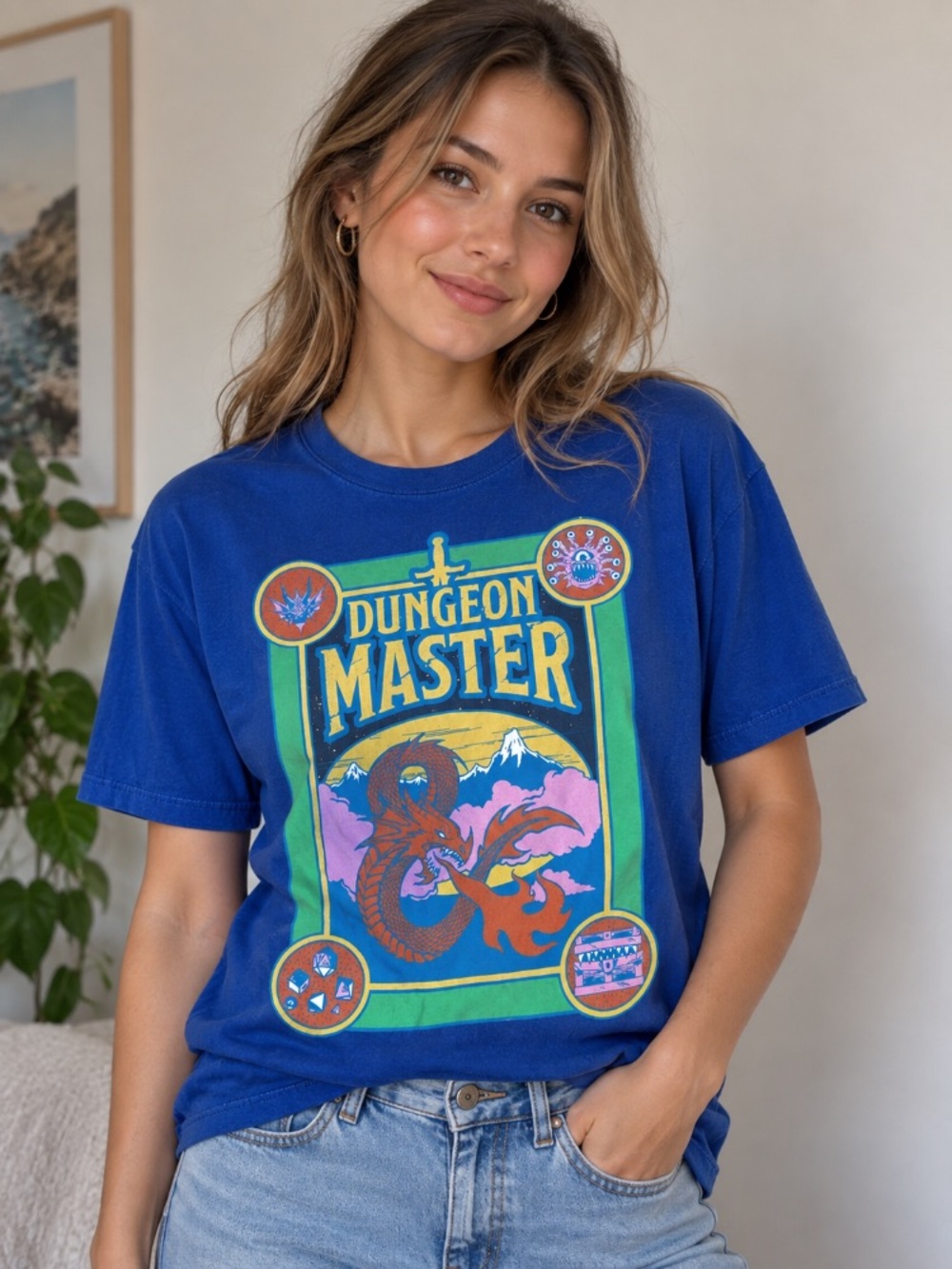 Dungeons & Dragons Dungeon Master Graphic T-Shirt Blue XL